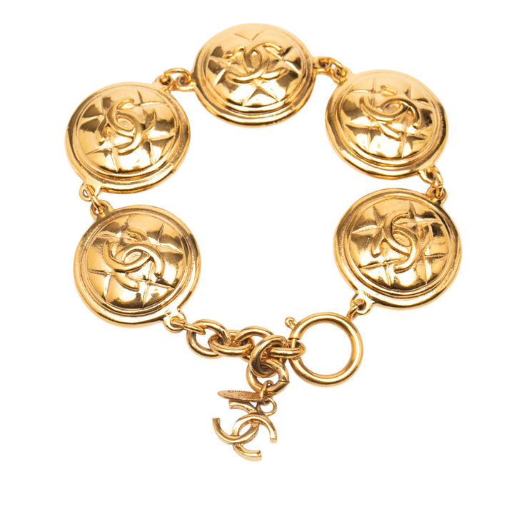 Chanel CC plaqué Matelassé Medallion Bracelet