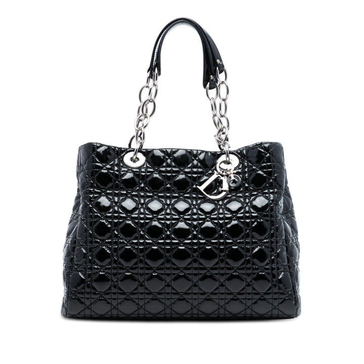 Dior Large Cuir verni Cannage Lady Dior Soft Shopping Cabas