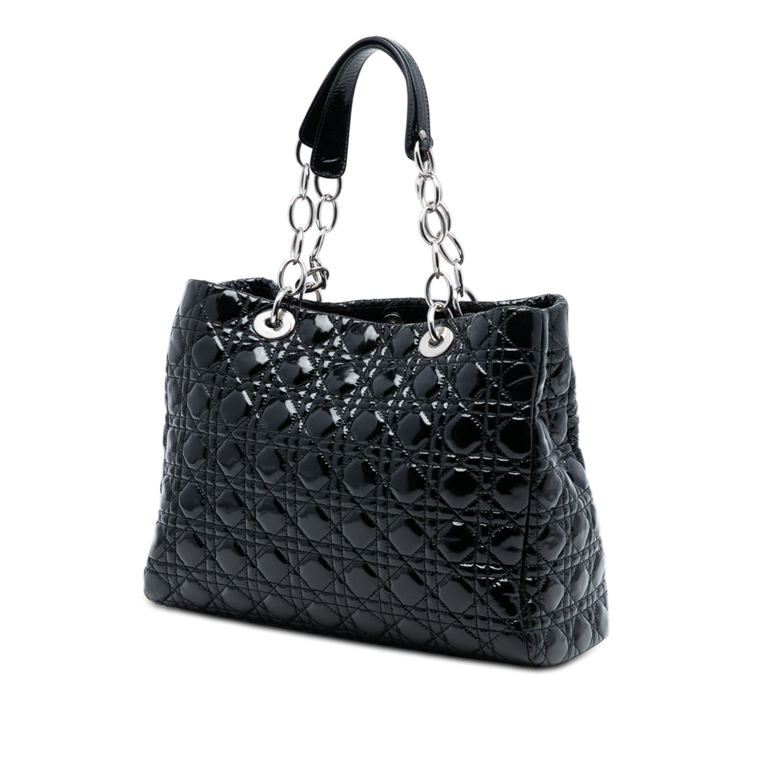 Dior Large Cuir verni Cannage Lady Dior Soft Shopping Cabas