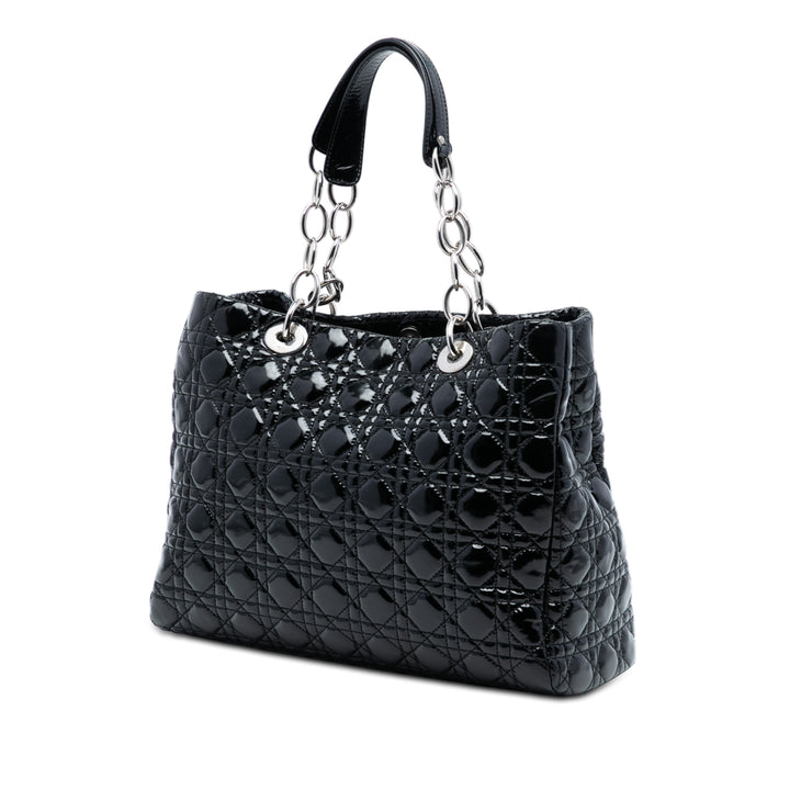 Dior Large Cuir verni Cannage Lady Dior Soft Shopping Cabas