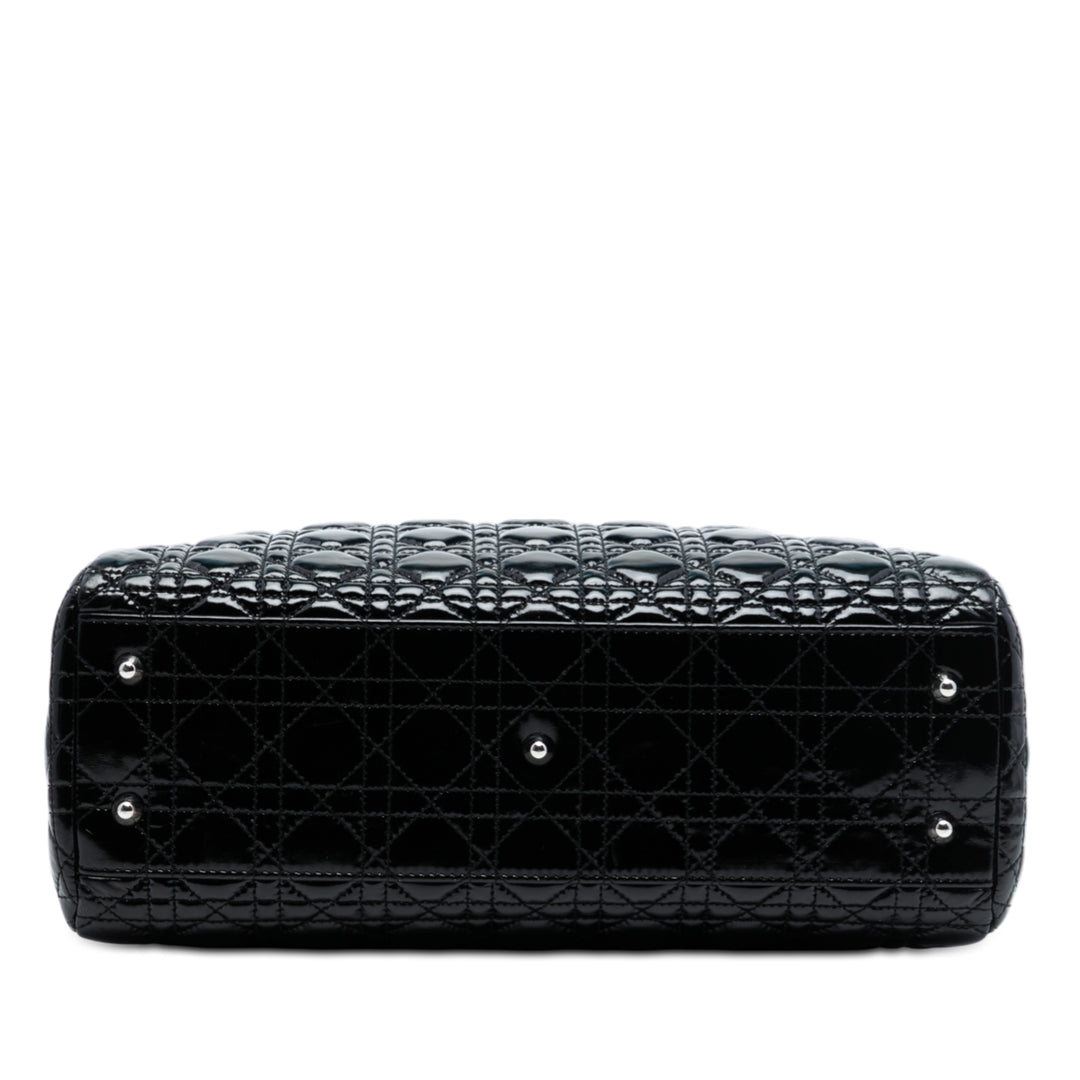 Dior Large Cuir verni Cannage Lady Dior Soft Shopping Cabas