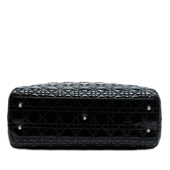 Dior Large Cuir verni Cannage Lady Dior Soft Shopping Cabas