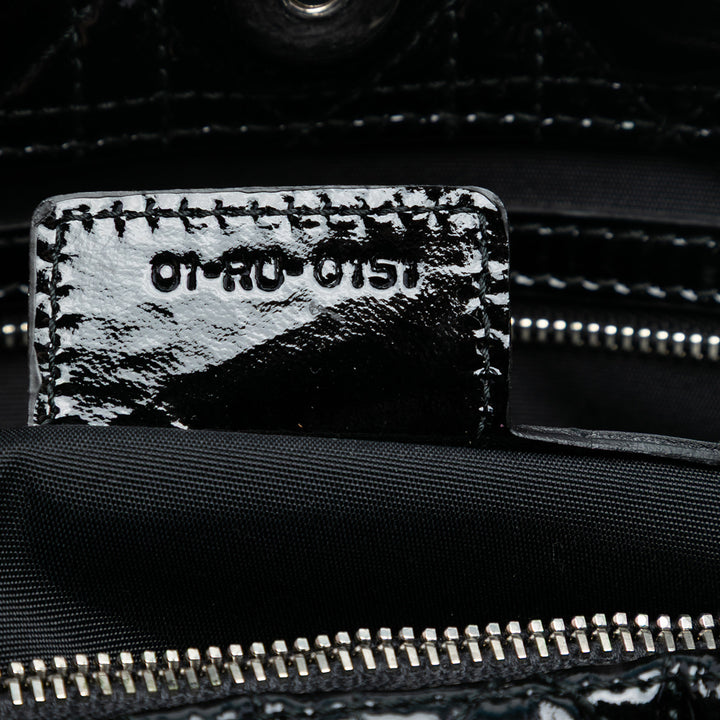 Dior Large Cuir verni Cannage Lady Dior Soft Shopping Cabas