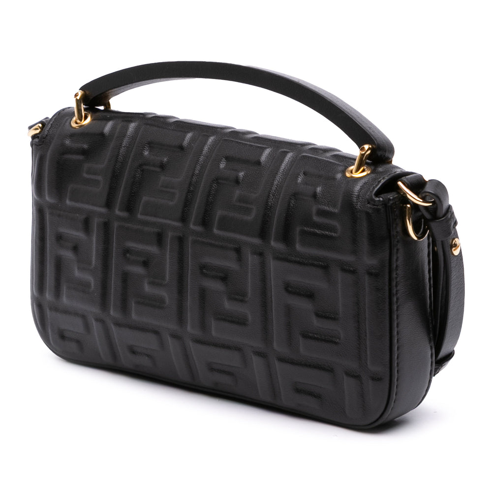 Fendi Zucca Embossed Cuir Baguette Phone Pochette Sac cartable Noir – GABY PARIS Authentique