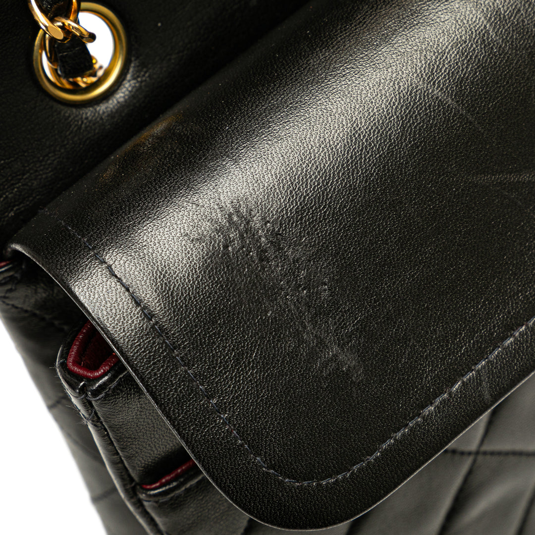 Medium Classic Lambskin Double Flap Black - Gaby Paris