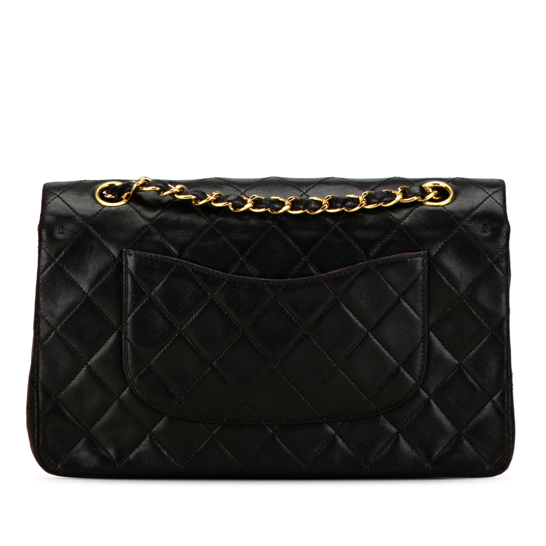 Medium Classic Lambskin Double Flap Black - Gaby Paris