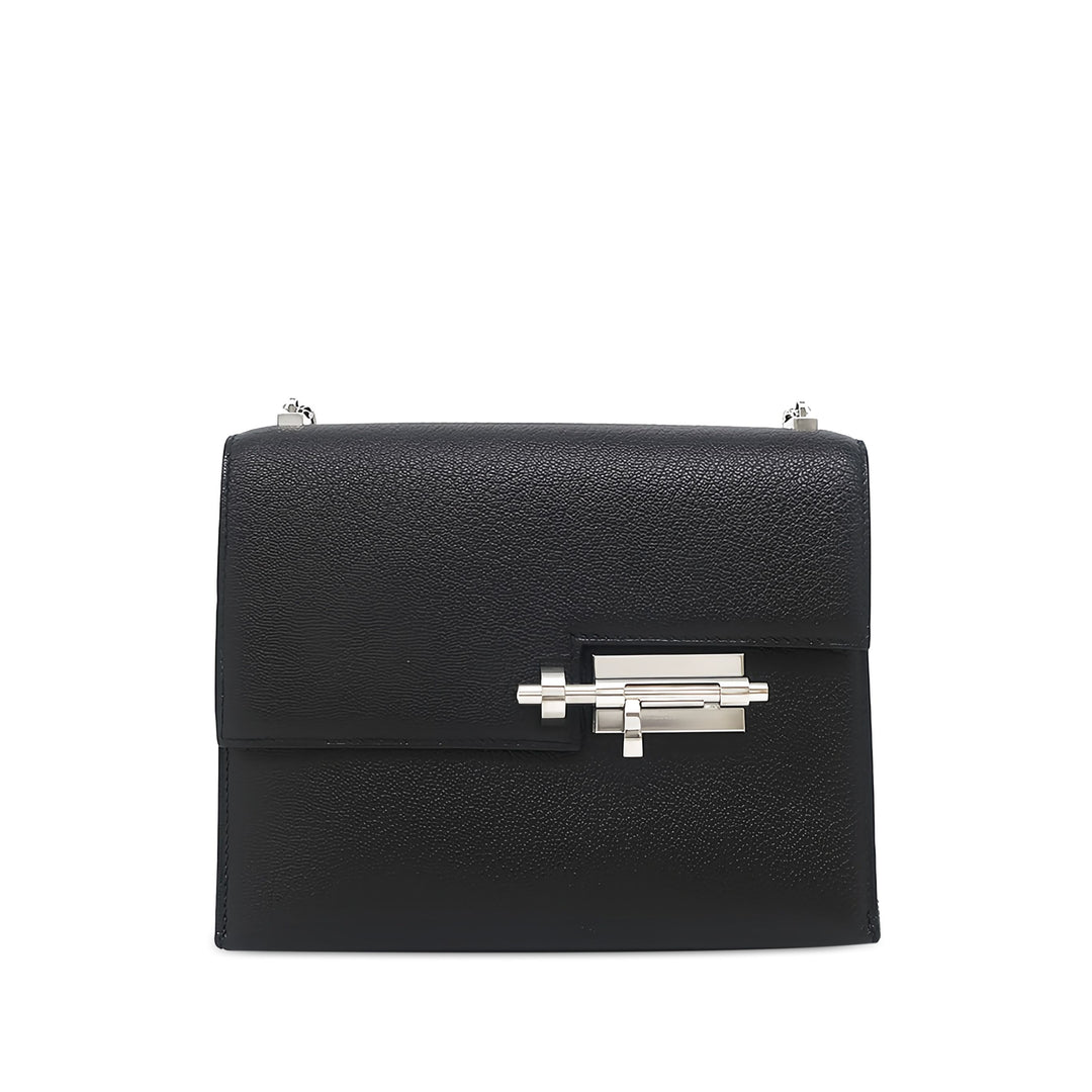 Hermès Chevre Mysore Verrou Chaînee Mini Noir – vue principale – GABY PARIS