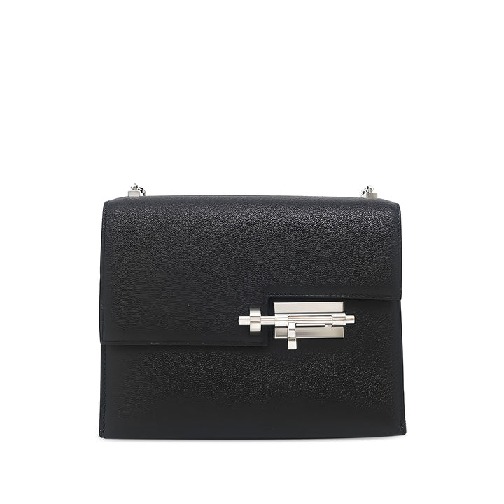Hermès Chevre Mysore Verrou Chaînee Mini Noir – vue principale – GABY PARIS