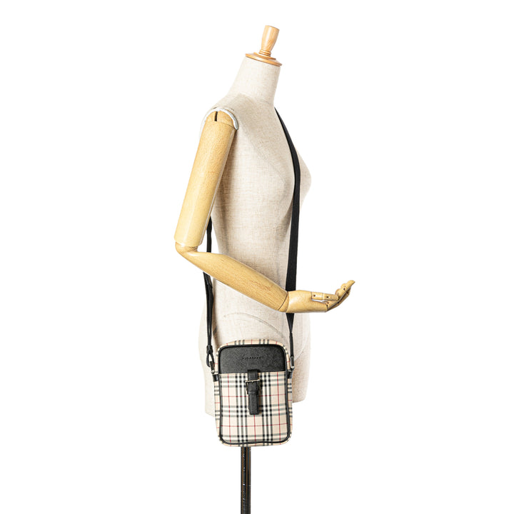 House Check Canvas Crossbody Brown - Gaby Paris