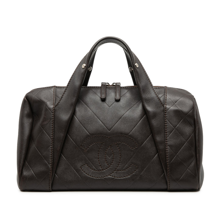 Chanel Medium Chevron Cuir d’agneau All Day Long Bowling Sac