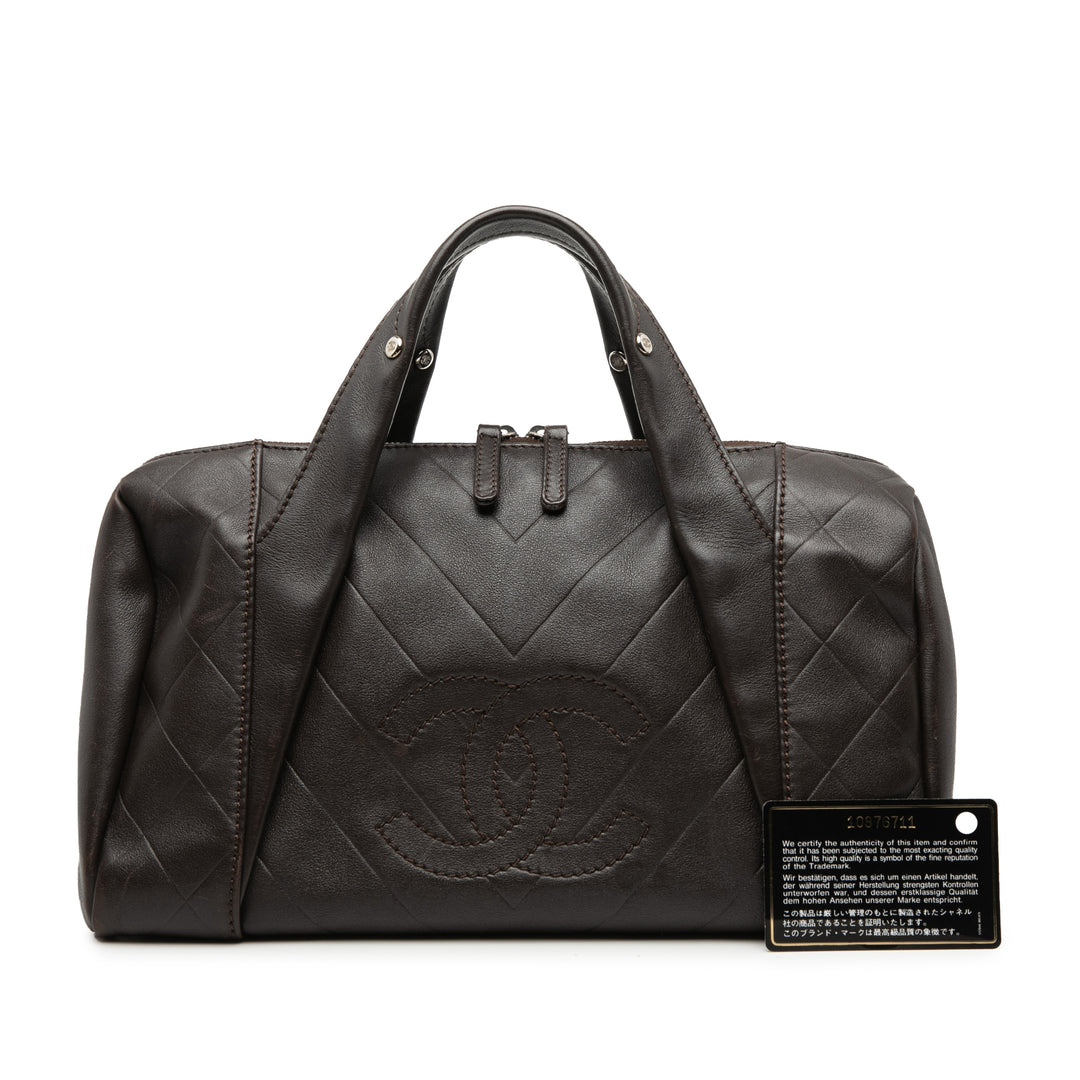 Chanel Medium Chevron Cuir d’agneau All Day Long Bowling Sac