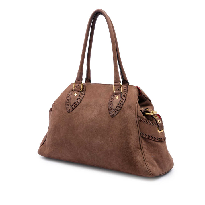 Fendi Zucca Nubuck Etniko Du Jour Sac Moyen Marron