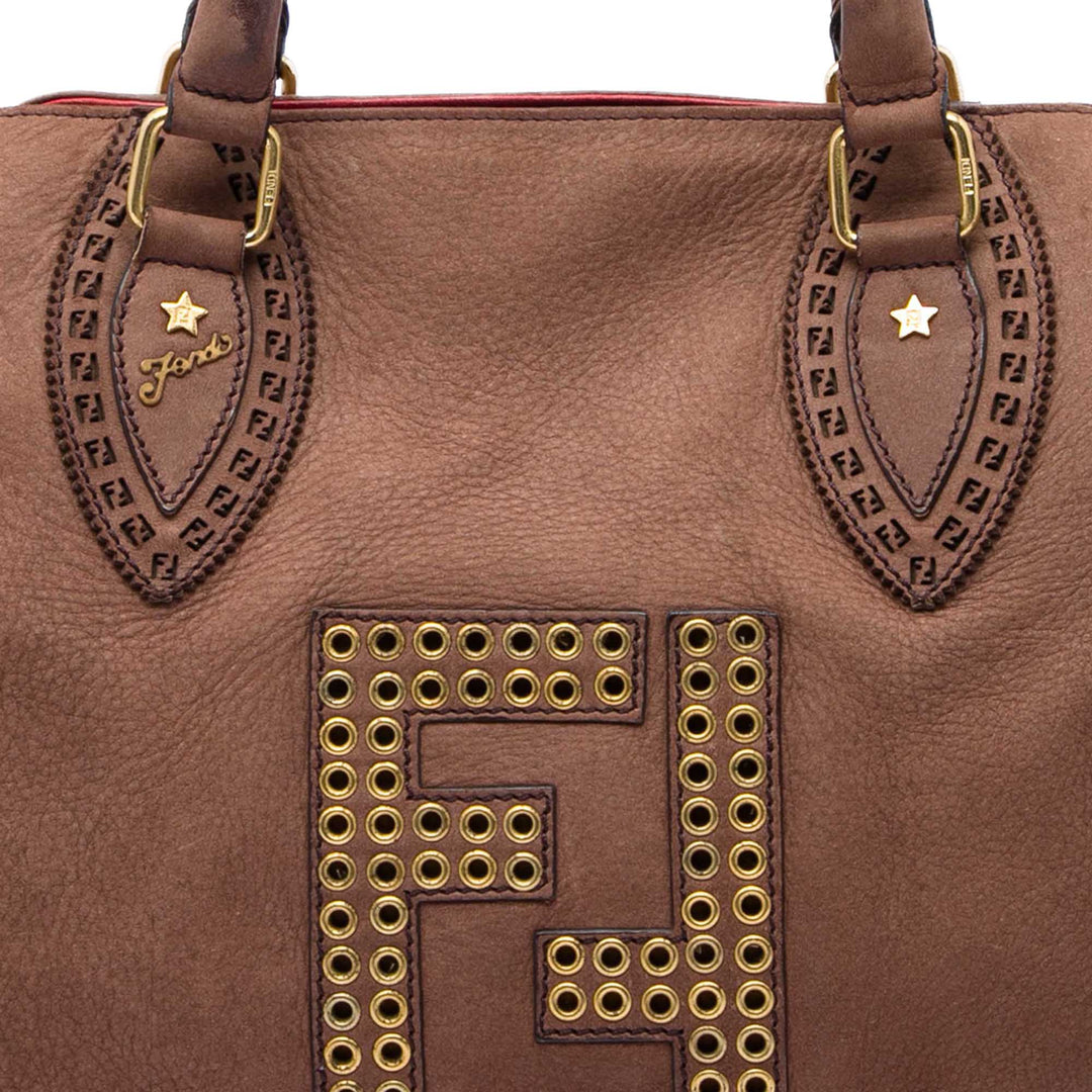 Fendi Zucca Nubuck Etniko Du Jour Sac Moyen Marron