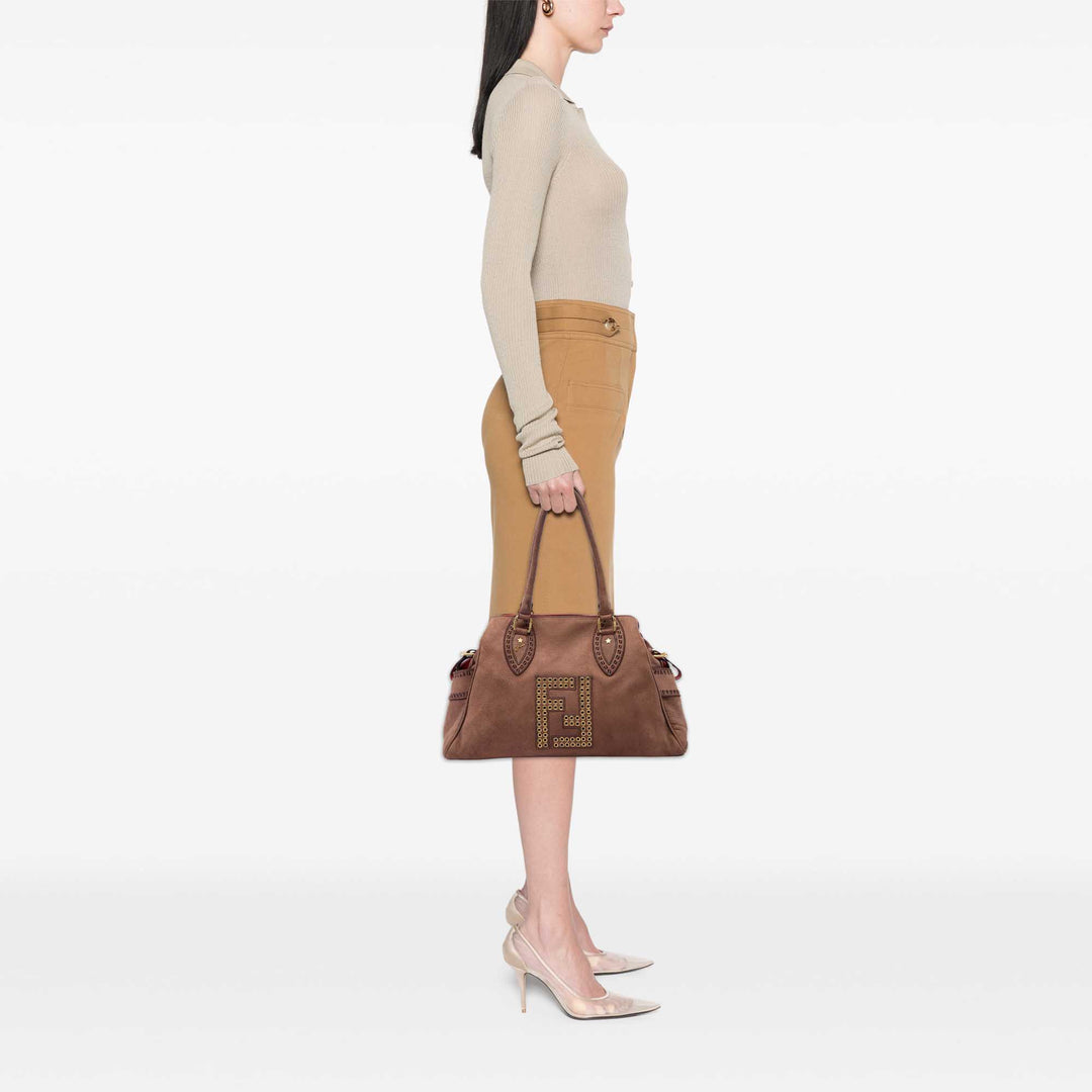 Fendi Zucca Nubuck Etniko Du Jour Sac Moyen Marron
