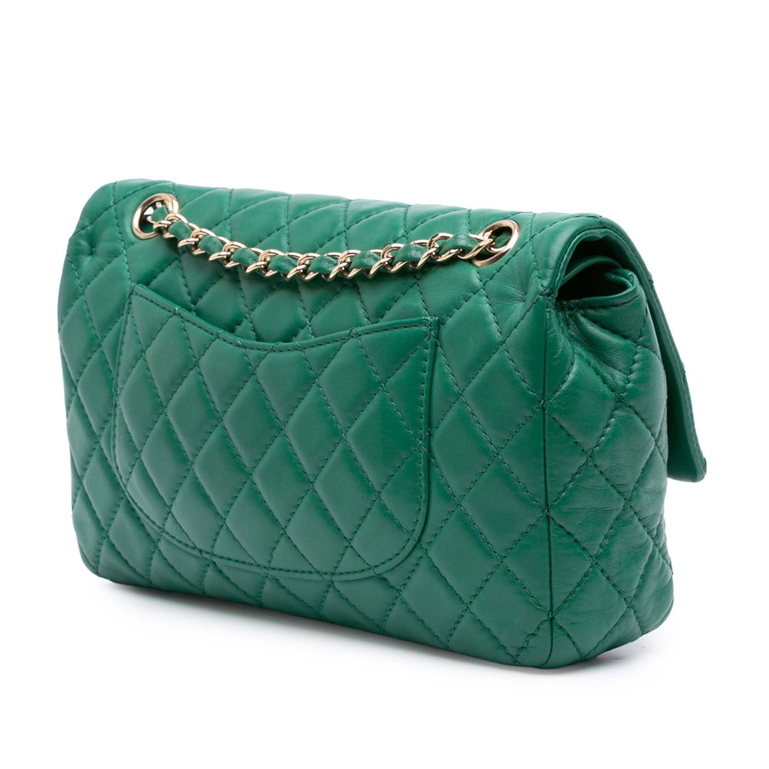 Chanel Medium Classic Cuir d’agneau Double rabat Vert
