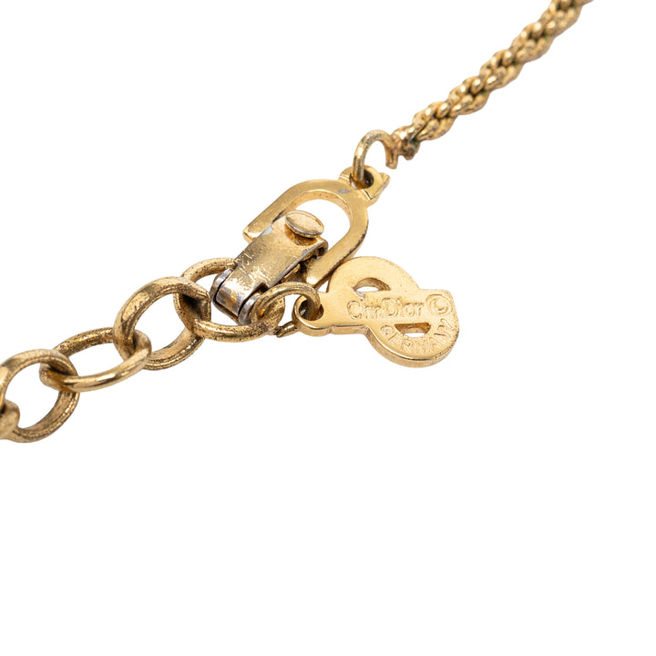 Dior plaqué Émail Logo Rond Pendant Collier