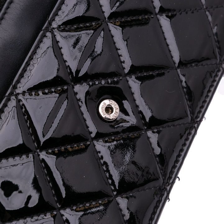 CC Quilted Patent Wallet On Chain Black - Gaby Paris