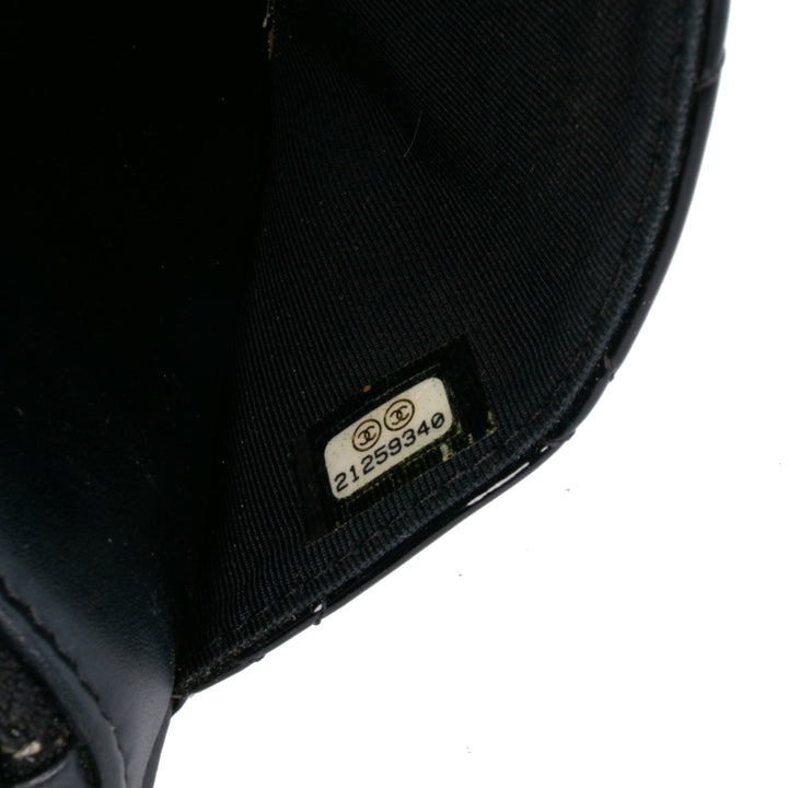 CC Quilted Patent Wallet On Chain Black - Gaby Paris