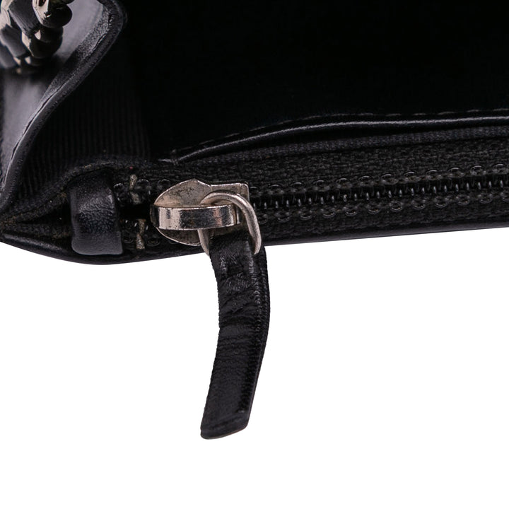 CC Quilted Patent Wallet On Chain Black - Gaby Paris