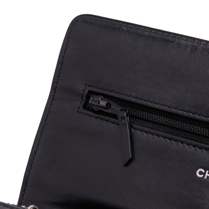 CC Quilted Patent Wallet On Chain Black - Gaby Paris