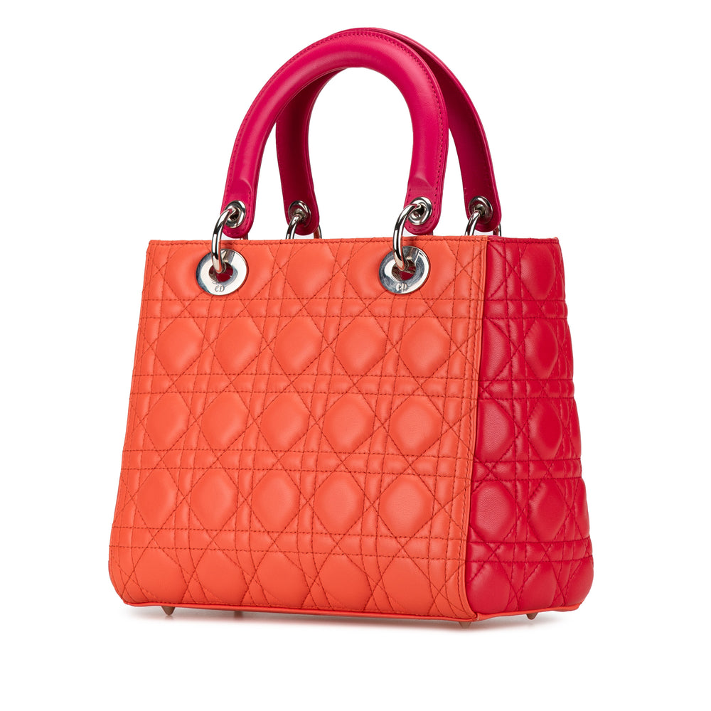 Dior Medium Bicolor Lambskin Cannage Lady Dior Orange - GABY PARIS