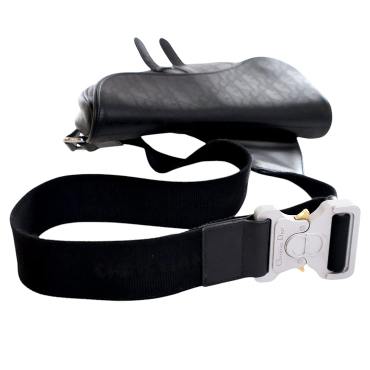Dior Oblique Perforated Cuir de veau Galaxy Saddle Bag Noir