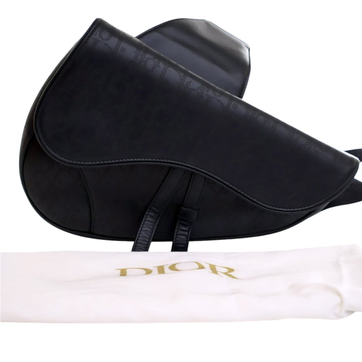 Dior Oblique Perforated Cuir de veau Galaxy Saddle Bag Noir