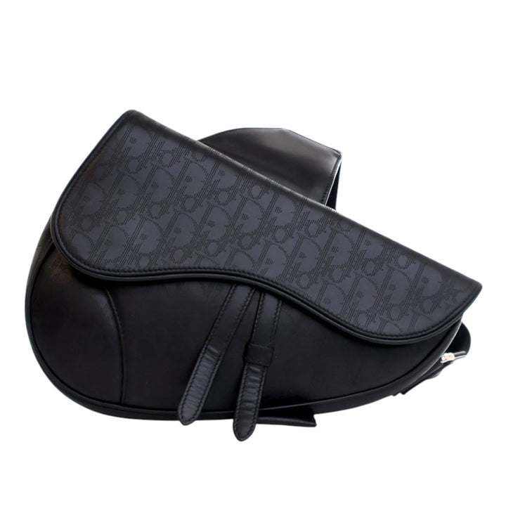 Dior Oblique Perforated Cuir de veau Galaxy Saddle Bag Noir
