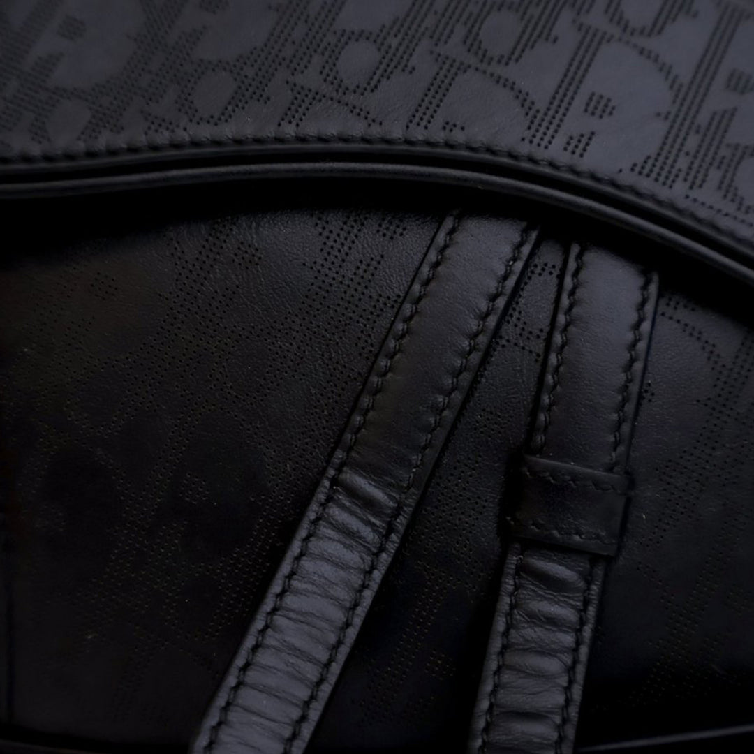 Dior Oblique Perforated Cuir de veau Galaxy Saddle Bag Noir