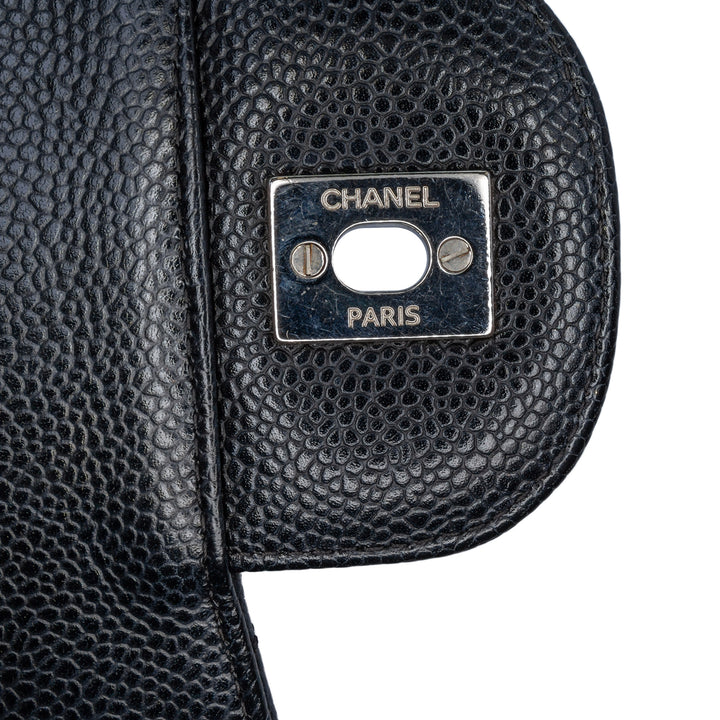 Jumbo Classic Caviar Double Flap Black - Gaby Paris