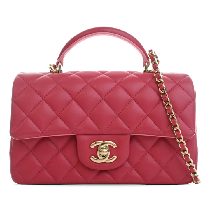 Chanel Mini Rectangular Classic Cuir d’agneau anse supérieure à rabat