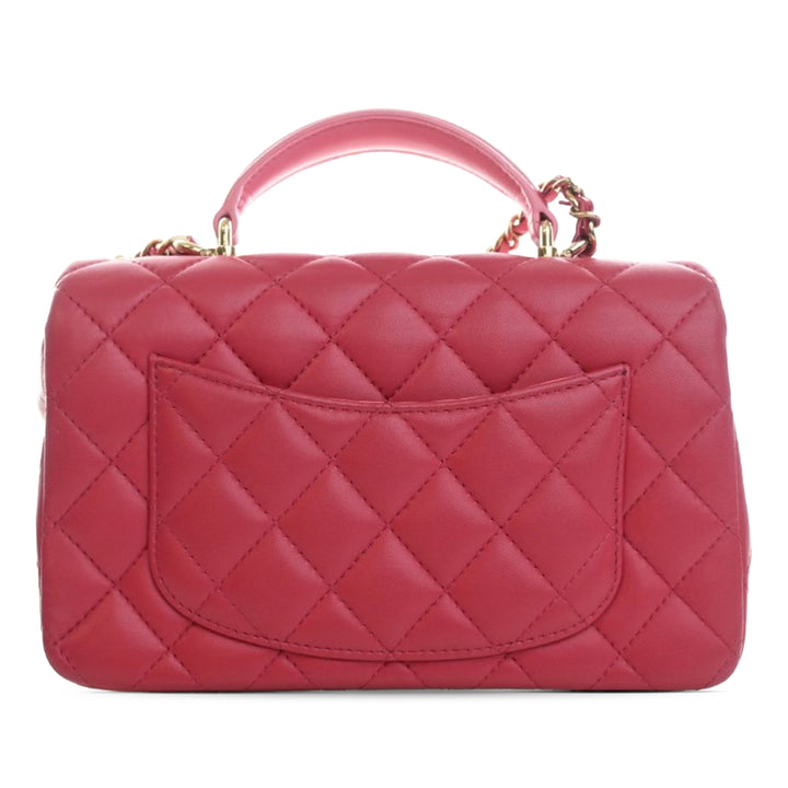 Chanel Mini Rectangular Classic Cuir d’agneau anse supérieure à rabat