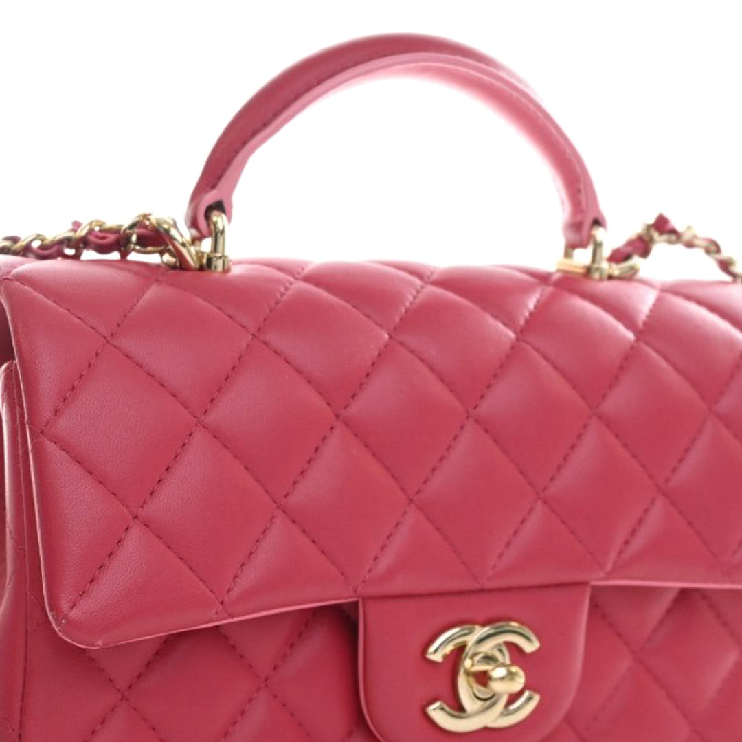 Chanel Mini Rectangular Classic Cuir d’agneau anse supérieure à rabat