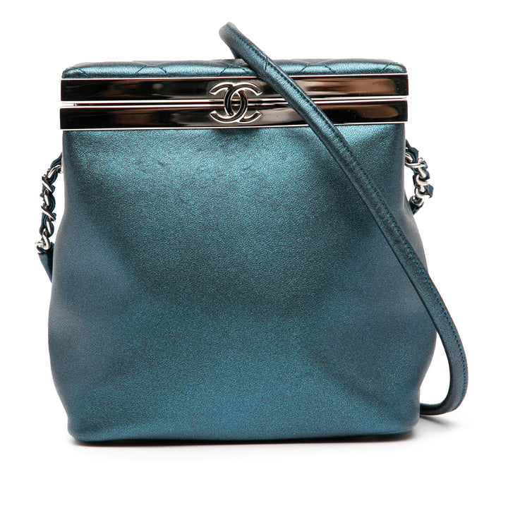 Chanel CC Métallisé Cuir de veau Vanity Bag Bleu