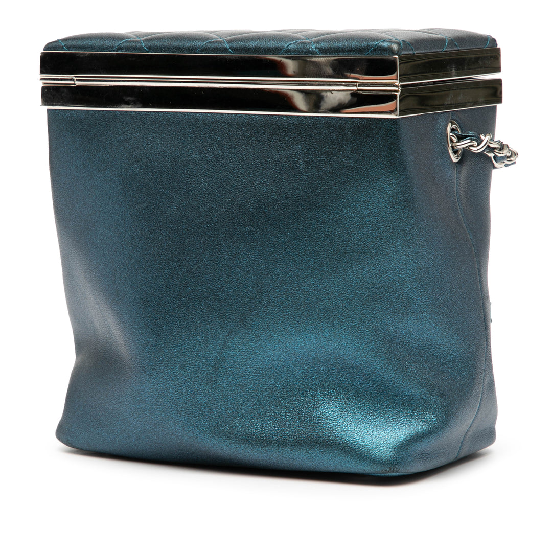 Chanel CC Métallisé Cuir de veau Vanity Bag Bleu