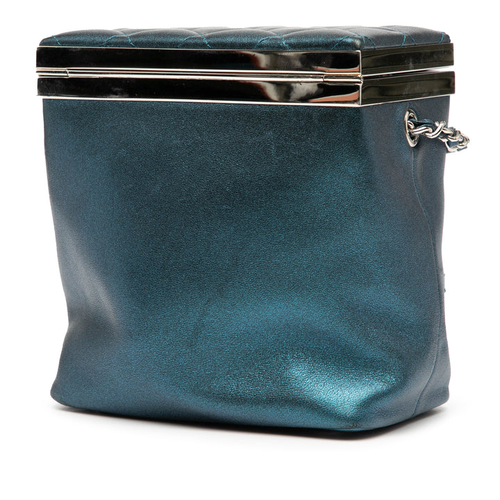 Chanel CC Métallisé Cuir de veau Vanity Bag Bleu
