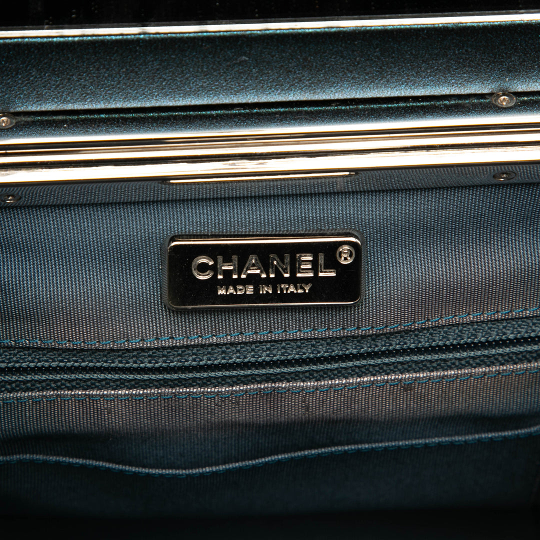 Chanel CC Métallisé Cuir de veau Vanity Bag Bleu