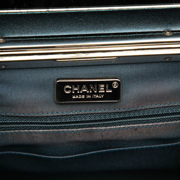 Chanel CC Métallisé Cuir de veau Vanity Bag Bleu