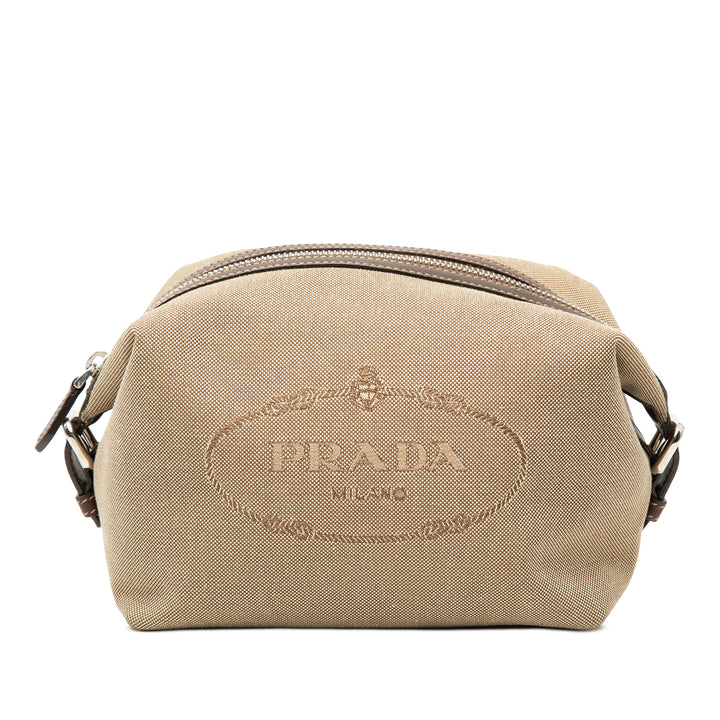 Prada Pochette Canapa Logo Beige – vue principale – GABY PARIS