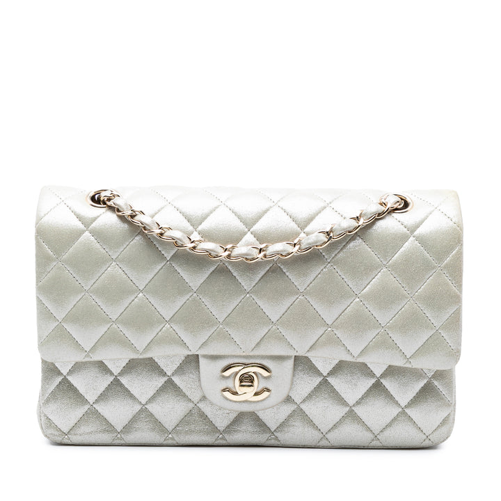 Chanel Medium Classic Iridescent Cuir d’agneau Double rabat Doré