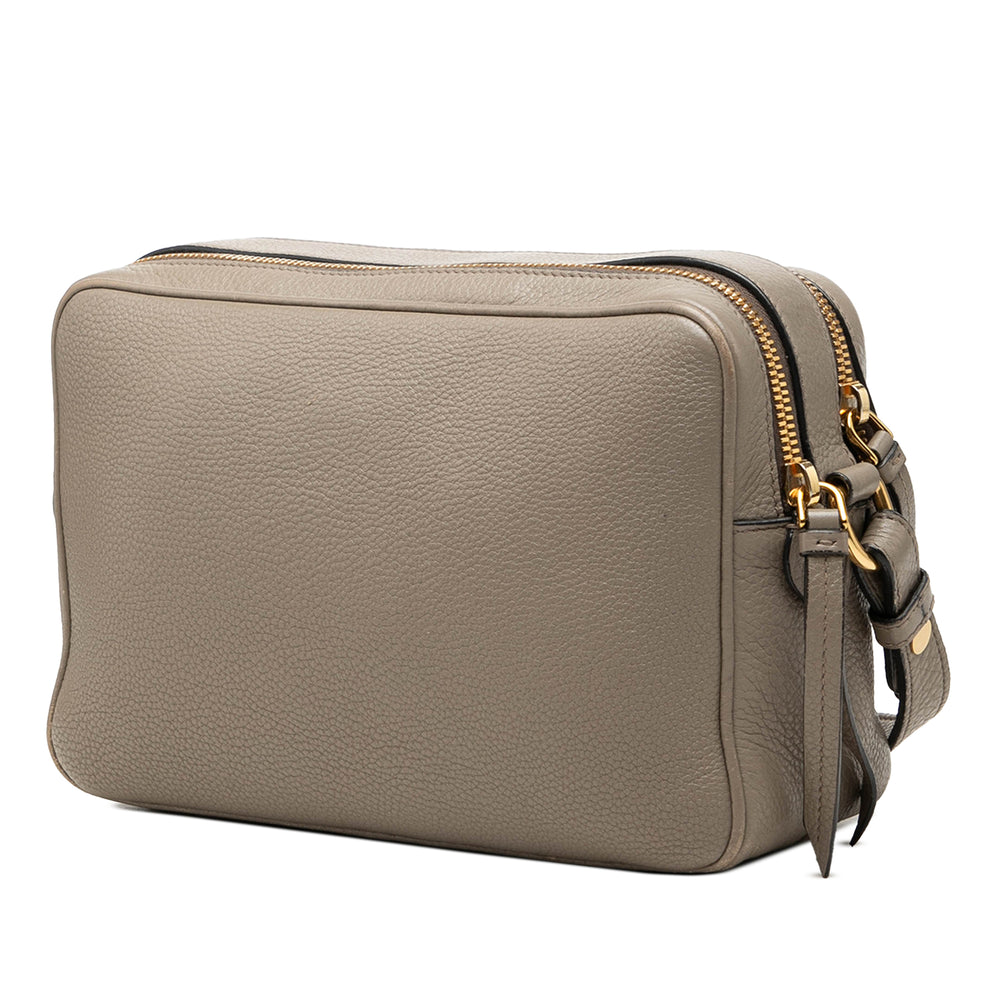 Prada Sac caméra Vitello Phenix Double Zippé Marron – vue 2 – GABY PARIS
