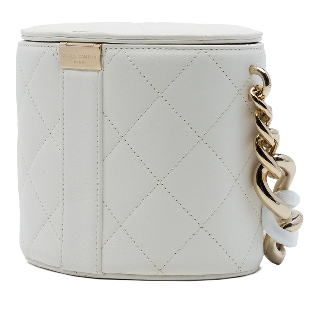 CC Elegant Chaîne Vanity Cuir d'agneau Blanc