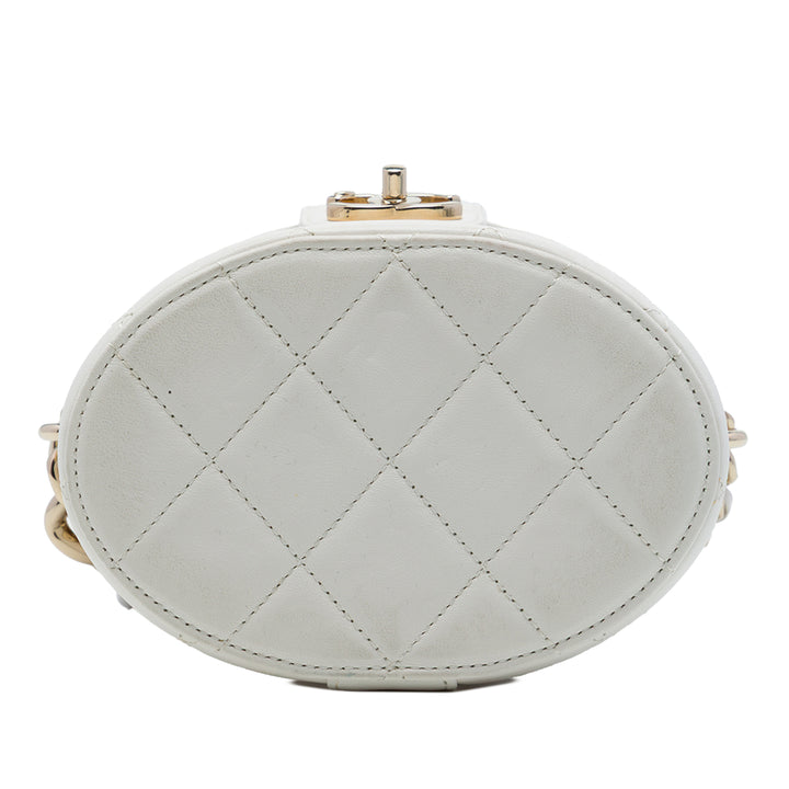 CC Elegant Chaîne Vanity Cuir d'agneau Blanc