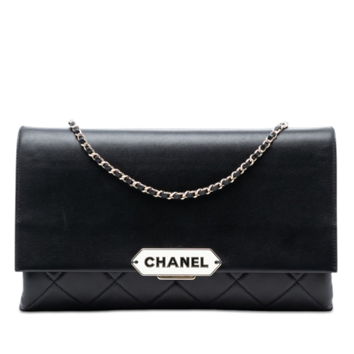 Chanel Matelassé Cuir d’agneau Retro Label Sac bandoulière