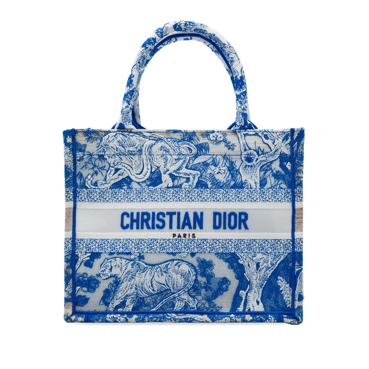 Book Tote brodé De Jouy Sauvage Petit Bleu