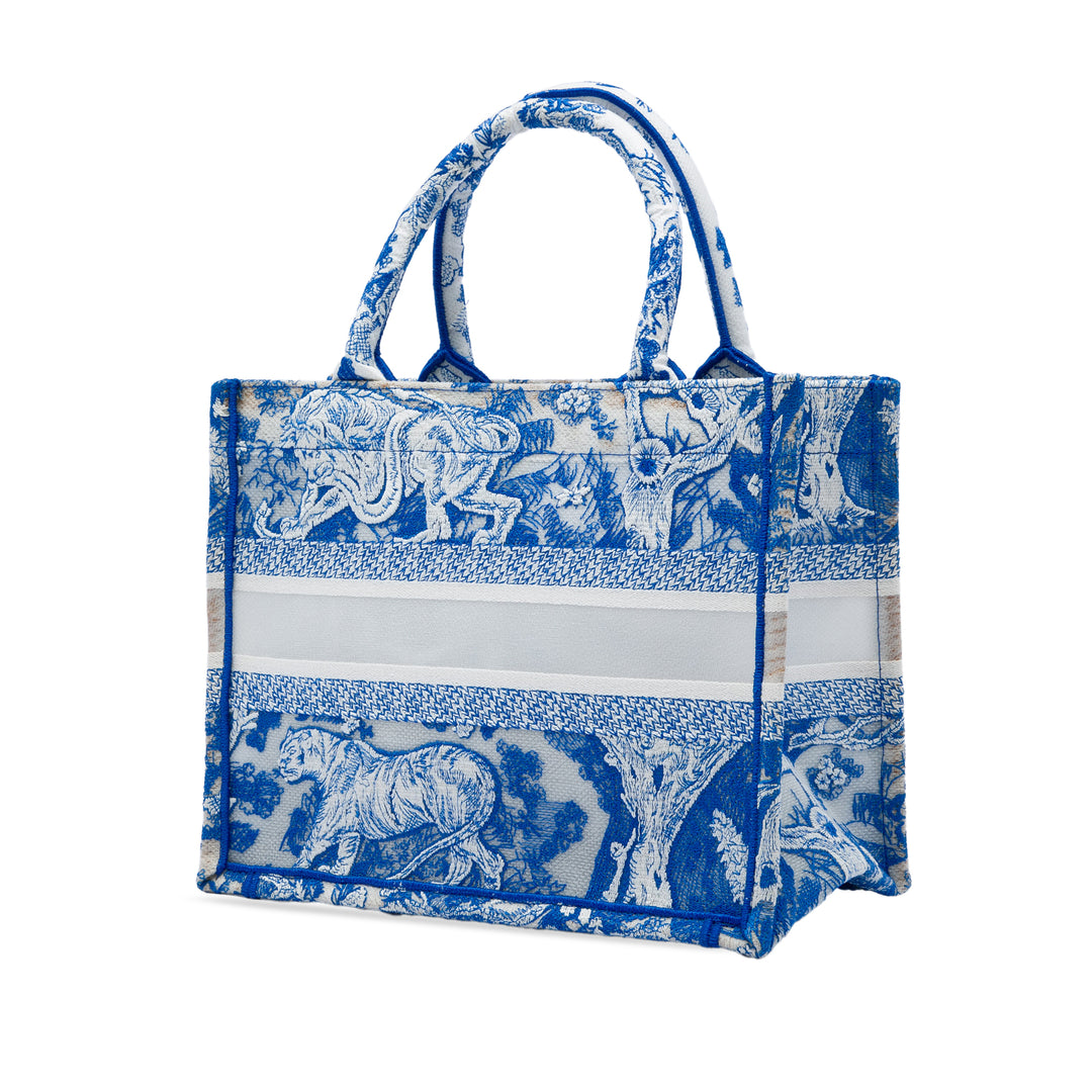 Book Tote brodé De Jouy Sauvage Petit Bleu