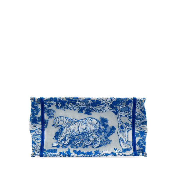 Book Tote brodé De Jouy Sauvage Petit Bleu
