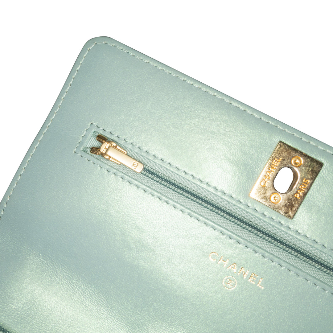 Lambskin Trendy CC Wallet On Chain Blue - Gaby Paris