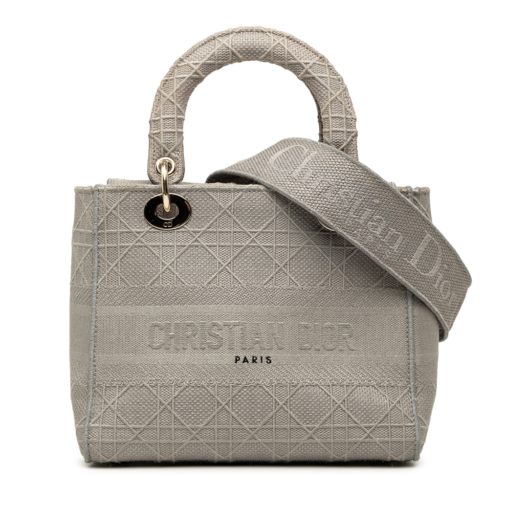 Dior Lady D-Lite Cannage brodé Moyen Gris – vue principale – GABY PARIS