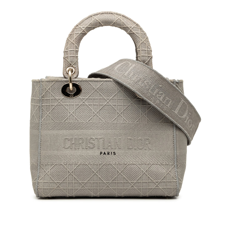 Dior Lady D-Lite Cannage brodé Moyen Gris – vue principale – GABY PARIS